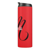 Minimalistisch moderner Monogramm Anfangsname rot Thermosbecher (Nach rechts gedreht)