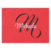 Minimalistisch moderner Monogramm Anfangsname rot Tischdecke (Vorderseite (Horizontal))
