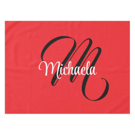 Minimalistisch moderner Monogramm Anfangsname rot Tischdecke