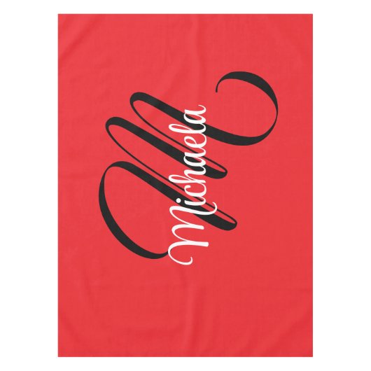 Minimalistisch moderner Monogramm Anfangsname rot Tischdecke (Vorderseite)