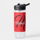 Minimalistisch moderner Monogramm Anfangsname rot Trinkflasche (Links)