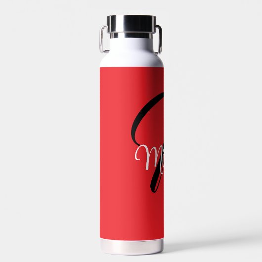 Minimalistisch moderner Monogramm Anfangsname rot Trinkflasche (Vorne)