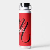 Minimalistisch moderner Monogramm Anfangsname rot Trinkflasche (Rückseite)