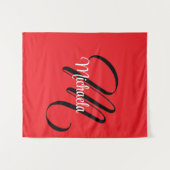 Minimalistisch moderner Monogramm Anfangsname rot Wandteppich (Vorderseite (Horizontal))