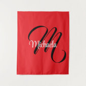 Minimalistisch moderner Monogramm Anfangsname rot Wandteppich (Vorderseite)