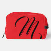 Minimalistisch moderner Monogramm Anfangsname rot Waschbeutel (Rückseite)