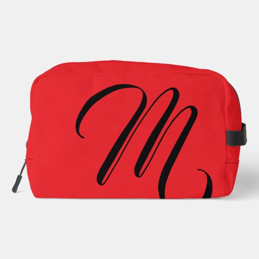Minimalistisch moderner Monogramm Anfangsname rot Waschbeutel (Rückseite)
