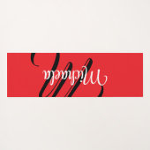 Minimalistisch moderner Monogramm Anfangsname rot Yogamatte (Rückseite (Horizontal))