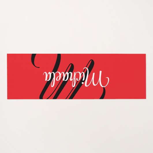 Minimalistisch moderner Monogramm Anfangsname rot Yogamatte (Rückseite (Horizontal))