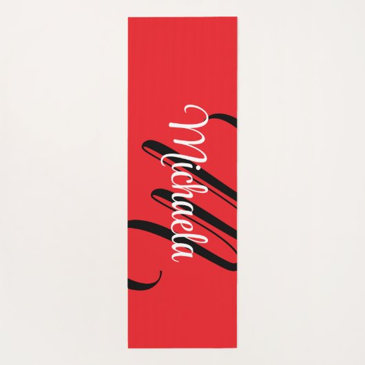 Minimalistisch moderner Monogramm Anfangsname rot Yogamatte (Rückseite)