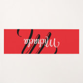 Minimalistisch moderner Monogramm Anfangsname rot Yogamatte (Vorderseite (Horizontal))