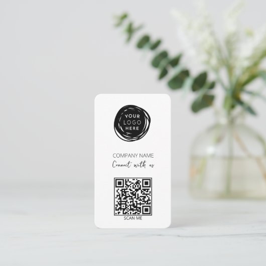 Minimalistisch moderner QR Code Social Media Visitenkarte (Stehend Vorderseite)
