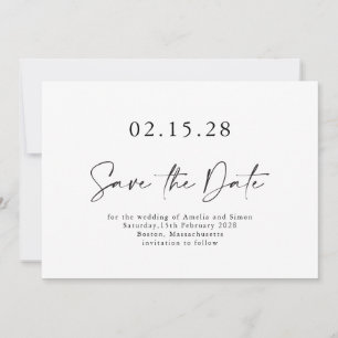 Minimalistisch Moderner Schriftart Schwarz-weiß ei Save The Date