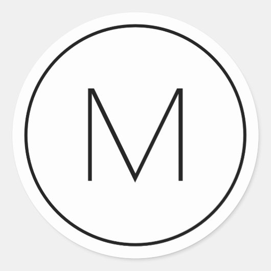 Minimalistisch Moderner Schwarzer Single Brief Mit Runder Aufkleber (Vorderseite)