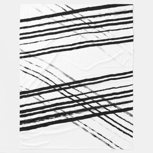 Minimalistisch Modernes Abstraktes Schwarz und Wei Fleecedecke (Vorderseite)