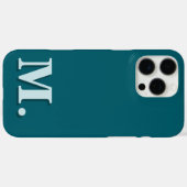 Minimalistisch Modernes Aquamarines Monogramm Case-Mate iPhone Hülle (Rückseite (Horizontal))