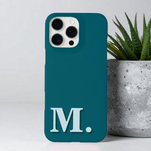Minimalistisch Modernes Aquamarines Monogramm iPhone 16 Pro Max Hülle