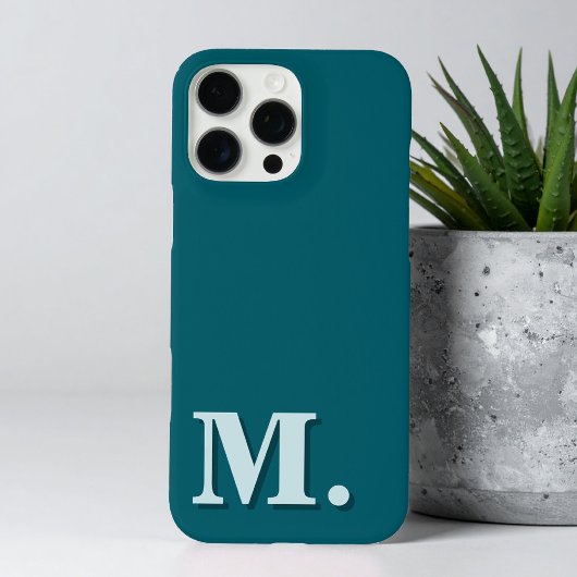Minimalistisch Modernes Aquamarines Monogramm Case-Mate iPhone Hülle