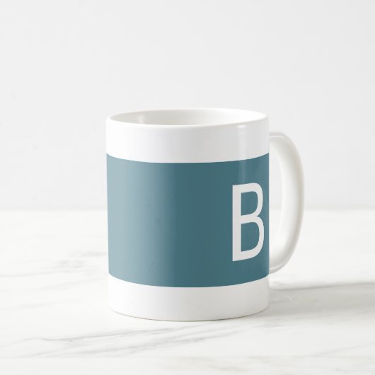 Minimalistisch Modernes Aquamarines und weißes Mon Kaffeetasse (VorderseiteRechts)