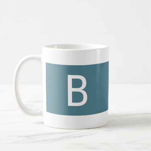 Minimalistisch Modernes Aquamarines und weißes Mon Kaffeetasse (Links)