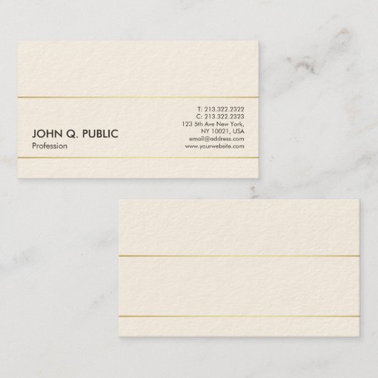 Minimalistisch Modernes Berufliches Creme Einfache Visitenkarte (Vorne/Hinten)