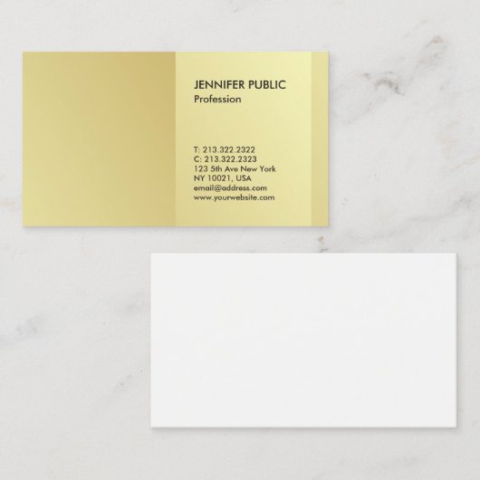 Minimalistisch Modernes Berufliches Elegantes Gold Visitenkarte (Vorne/Hinten)