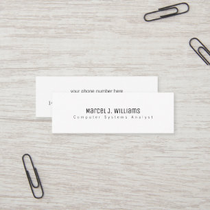 Minimalistisch Modernes berufliches Grundweiß Mini Visitenkarte
