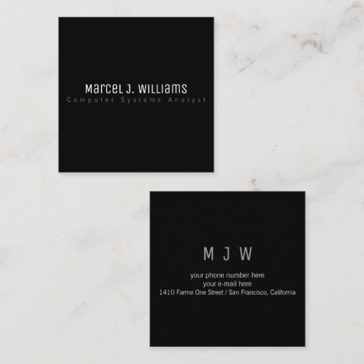 minimalistisch modernes berufliches, schlichtes Sc Quadratische Visitenkarte (Vorne/Hinten)