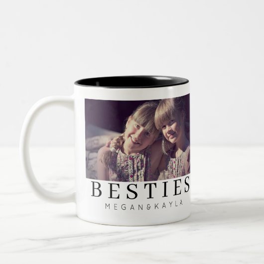 Minimalistisch Modernes Chic Best Friends BESTE FR Zweifarbige Tasse (Links)
