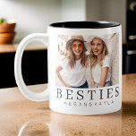 Minimalistisch Modernes Chic Best Friends BESTE FR Zweifarbige Tasse<br><div class="desc">Design setzt sich aus lustiger und spielerischer Typografie mit Sans Serif und Serif Schriftart zusammen. Fügen Sie ein benutzerdefiniertes Foto hinzu.</div>