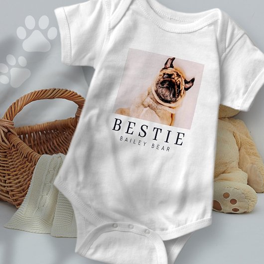 Minimalistisch Modernes Chic Pet Bestie BESTE FREU Baby Strampler