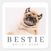 Minimalistisch Modernes Chic Pet Bestie BESTE FREU Quadratischer Aufkleber (Vorderseite)
