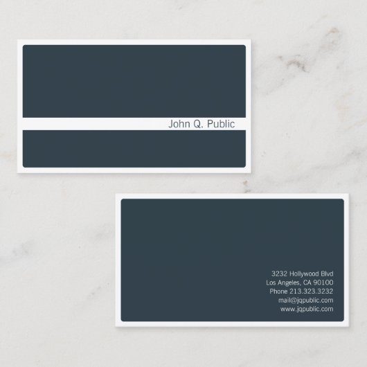 Minimalistisch Modernes Dunkles Grau Blau Visitenkarte (Vorne/Hinten)