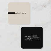 Minimalistisch Modernes Elegantes Bone & Black Quadratische Visitenkarte (Vorne/Hinten)