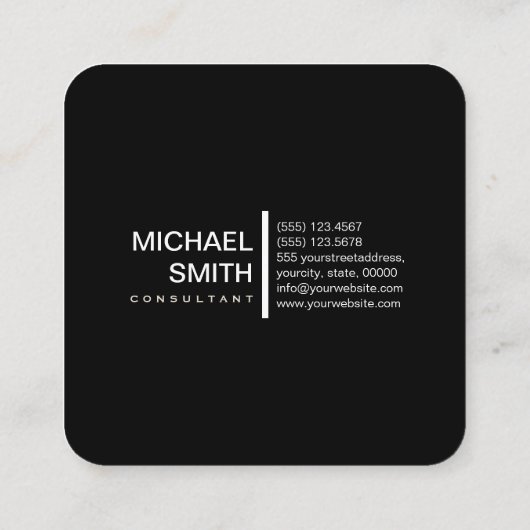 Minimalistisch Modernes Elegantes Bone & Black Quadratische Visitenkarte (Rückseite)