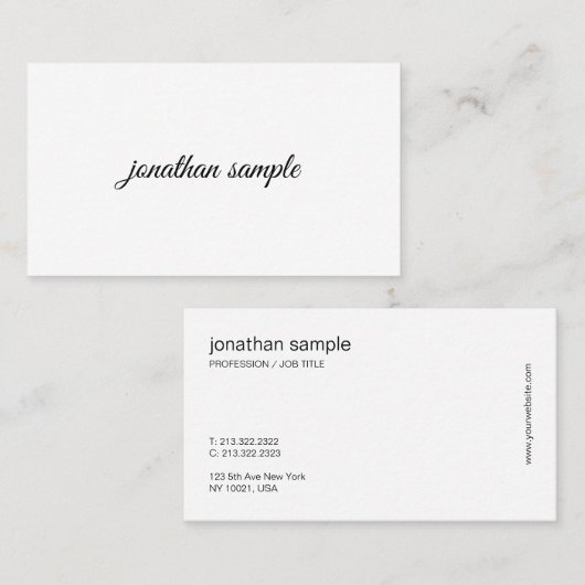 Minimalistisch Modernes, elegantes, handgeschriebe Visitenkarte (Vorne/Hinten)