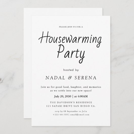 Minimalistisch Modernes elegantes Party zur Housew Einladung (Vorne/Hinten)