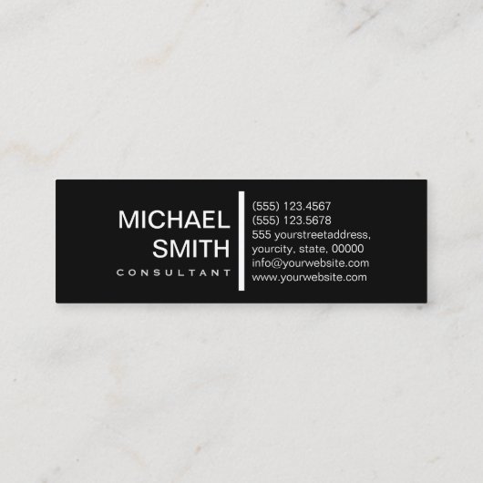 Minimalistisch Modernes Elegantes Tan & Black Mini Visitenkarte (Rückseite)