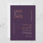 Minimalistisch Modernes Foto Eggplant Orange Rette Save The Date (Vorderseite)