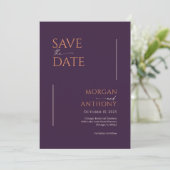 Minimalistisch Modernes Foto Eggplant Orange Rette Save The Date (Stehend Vorderseite)