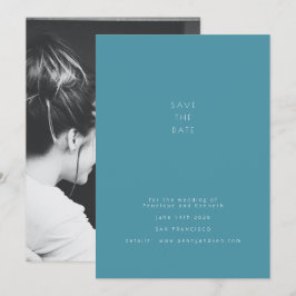 Minimalistisch Modernes Foto Elegantes Aquamarines Save The Date