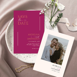 Minimalistisch Modernes Foto Magenta Creme Save The Date