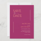 Minimalistisch Modernes Foto Magenta Creme Save The Date (Vorderseite)