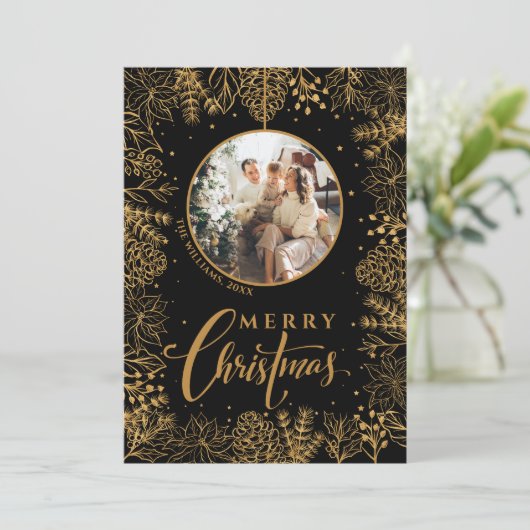 Minimalistisch Modernes Foto Weihnachten Schwarz (Stehend Vorderseite)