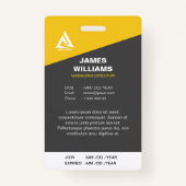 Minimalistisch Modernes Gelb & Dunkelgrau | Strich Ausweis (Rückseite)