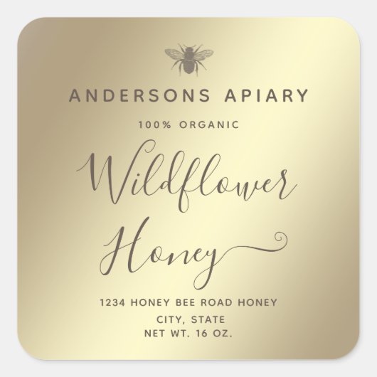Minimalistisch Modernes Honigbienenjar Square Sti Quadratischer Aufkleber (Vorderseite)
