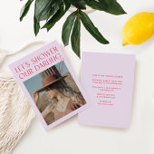 Minimalistisch Modernes Lila Rosa Foto Brautparty Einladung