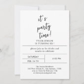 Minimalistisch Modernes Party Einfache Schwarz-wei Einladung (Vorderseite)