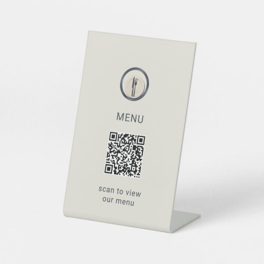 Minimalistisch-Modernes Restaurant QR-Code Sockelschild (Vorderseite)