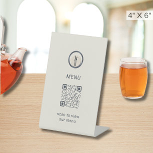 Minimalistisch-Modernes Restaurant QR-Code Sockelschild